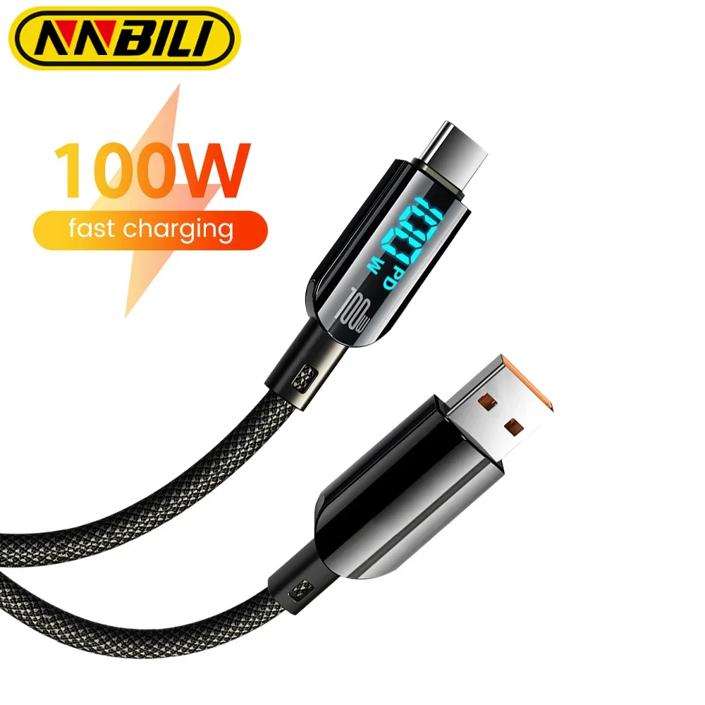 NNBILI 100W Type C Cable for iPhone 15 Fast Charging Digital Display USB C to USB C Cable for Samsung Huawei Xiaomi Data Cord