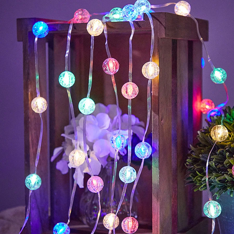 100/200/300 LED Globe Ball String Light Multicolor Crystal Bubble Ball Fairy Light Outdoor Christmas Tree Party Decor Garland