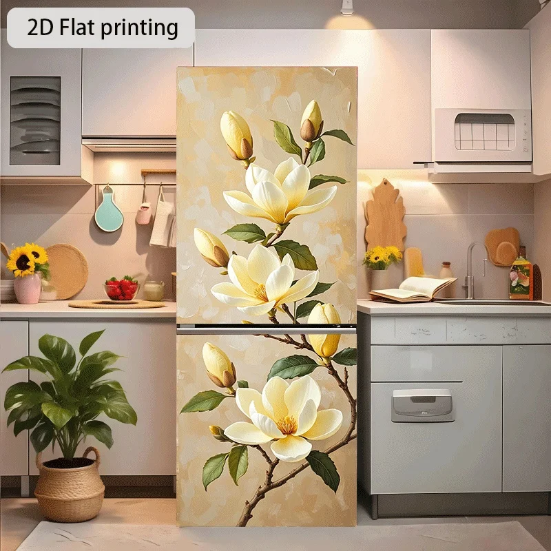 Refrigerator Sticker Artificial Jade Orchid Branch Pattern Themed Design Wall Sticker Decorative Self-Adhesive Wallpaper Suita - view 5