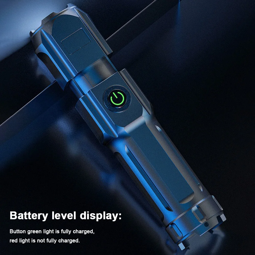 Powerful LED Flashlight Anti-Slip High Power Flashlight Waterproof Portable Camping Light Power Display for Outdoor Camping Use
