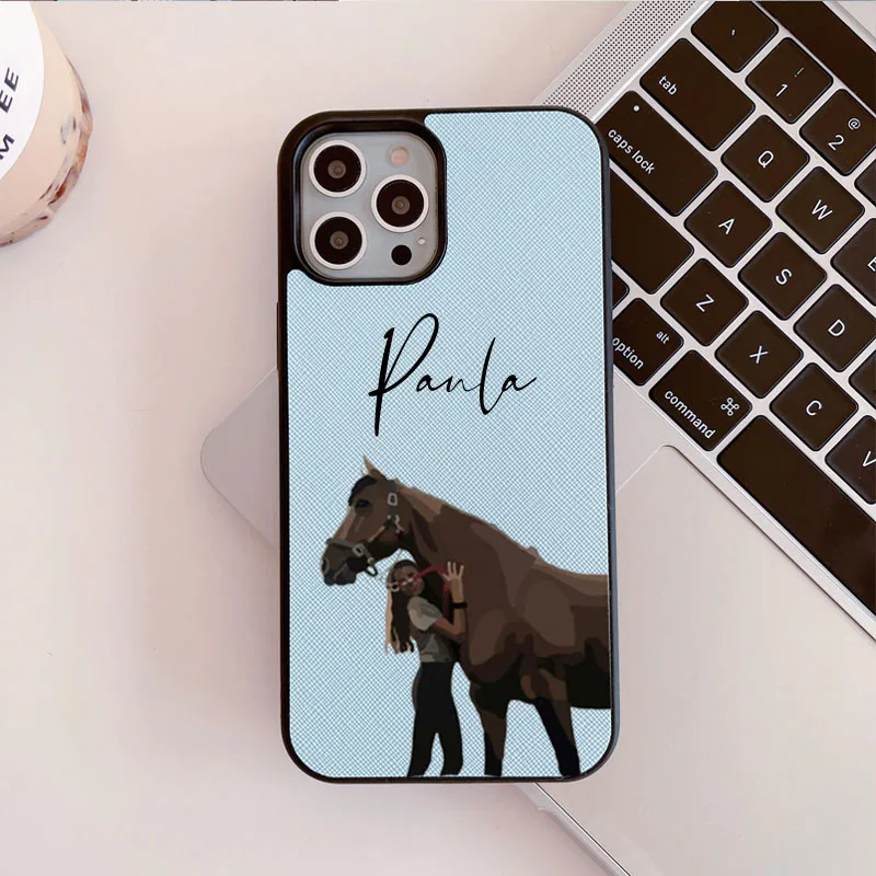 Horse Personalisad Names Brick Saffiano Vegan PU Leather Case for iphone 14 13 11 12 Pro Max 14Plus XR XS Max Cases Luxury Cover