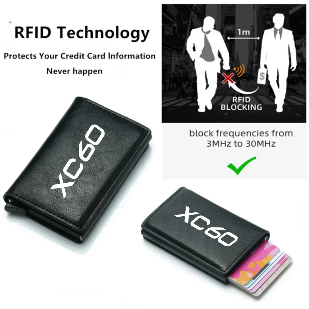 Rfid Credit Card Holder Men Wallets Bank Cardholder Leather Wallets For Volvo XC90 XC60 C30 T6 XC40 V40 XC70 V70 V60 V50 S40 S90