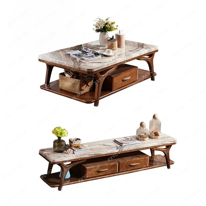 

Sofa Simple Nordic Coffee Table Solid Wood Marble Tea Table Combination
