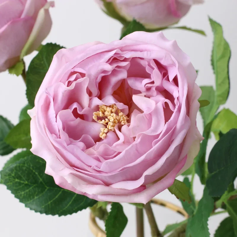 5/6 Stück Simulationsblumen Real Touch Lila Teerosen Gartendeko Künstliche Blume Austin-Rosenzweig Tischdekoration – Detail 17