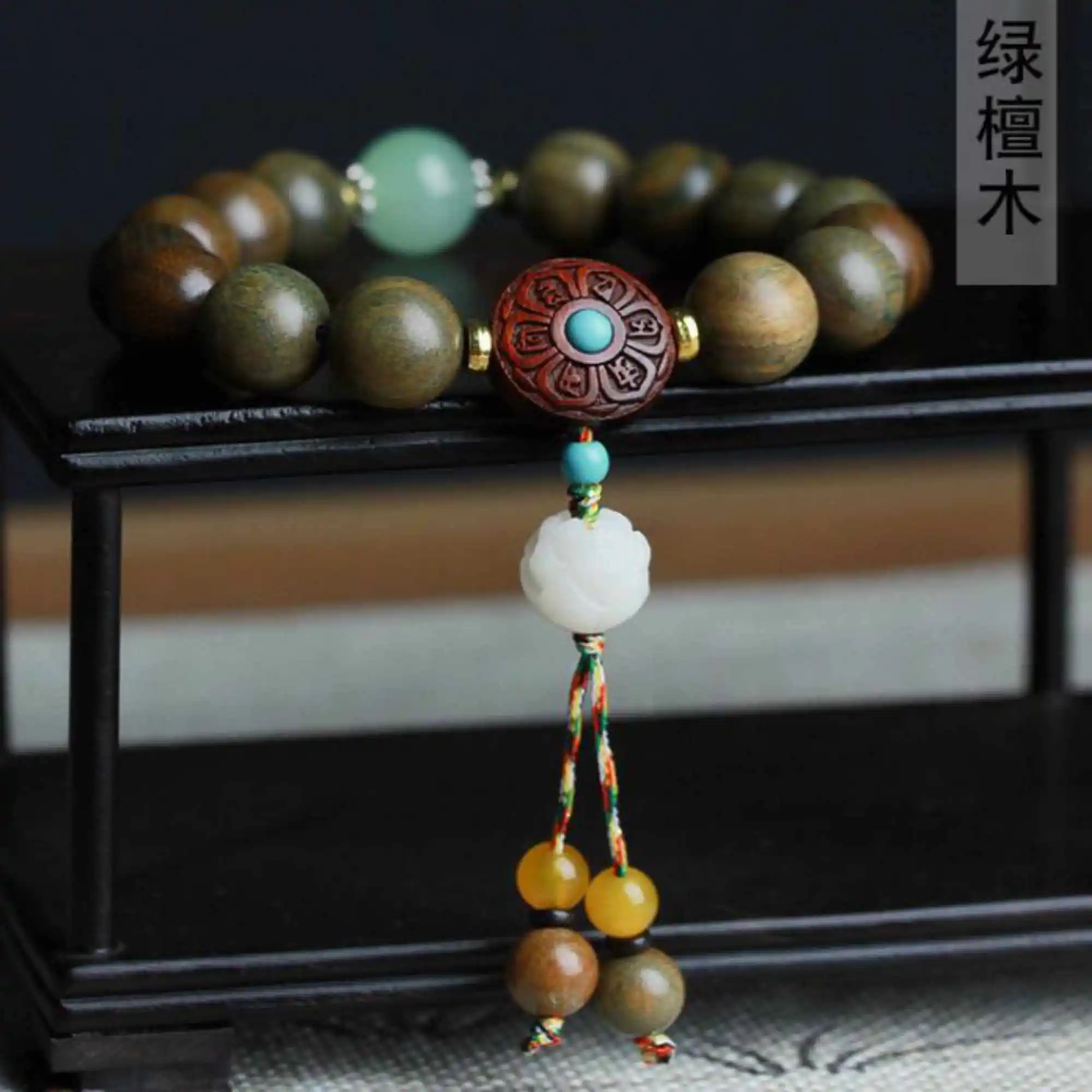 12mm green sandalwood white lotus models beads bracelet gift Ethnic Unisex Eco-Friendly Link Beaded Prayer