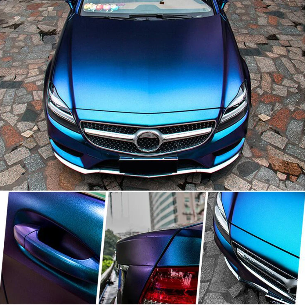 10/20*100cm Car Chameleon Vinyl Wrap Blue to Purple Pearl Tinting Film Chameleon Car Stickers Auto Motorcycle Car Accessories