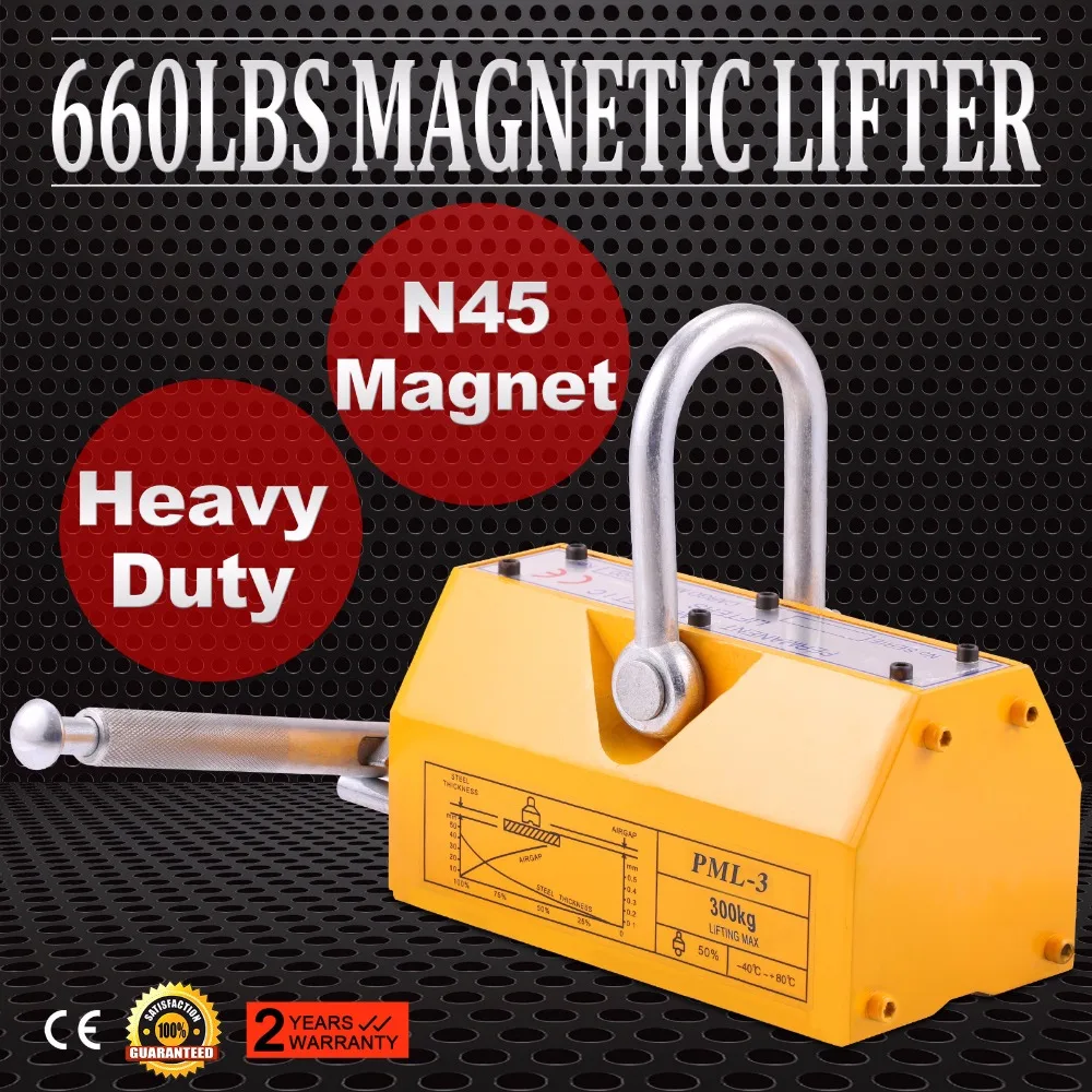 300 KG Steel Magnetic Lifter Heavy Duty Crane Hoist Lifting Magnet 660lb