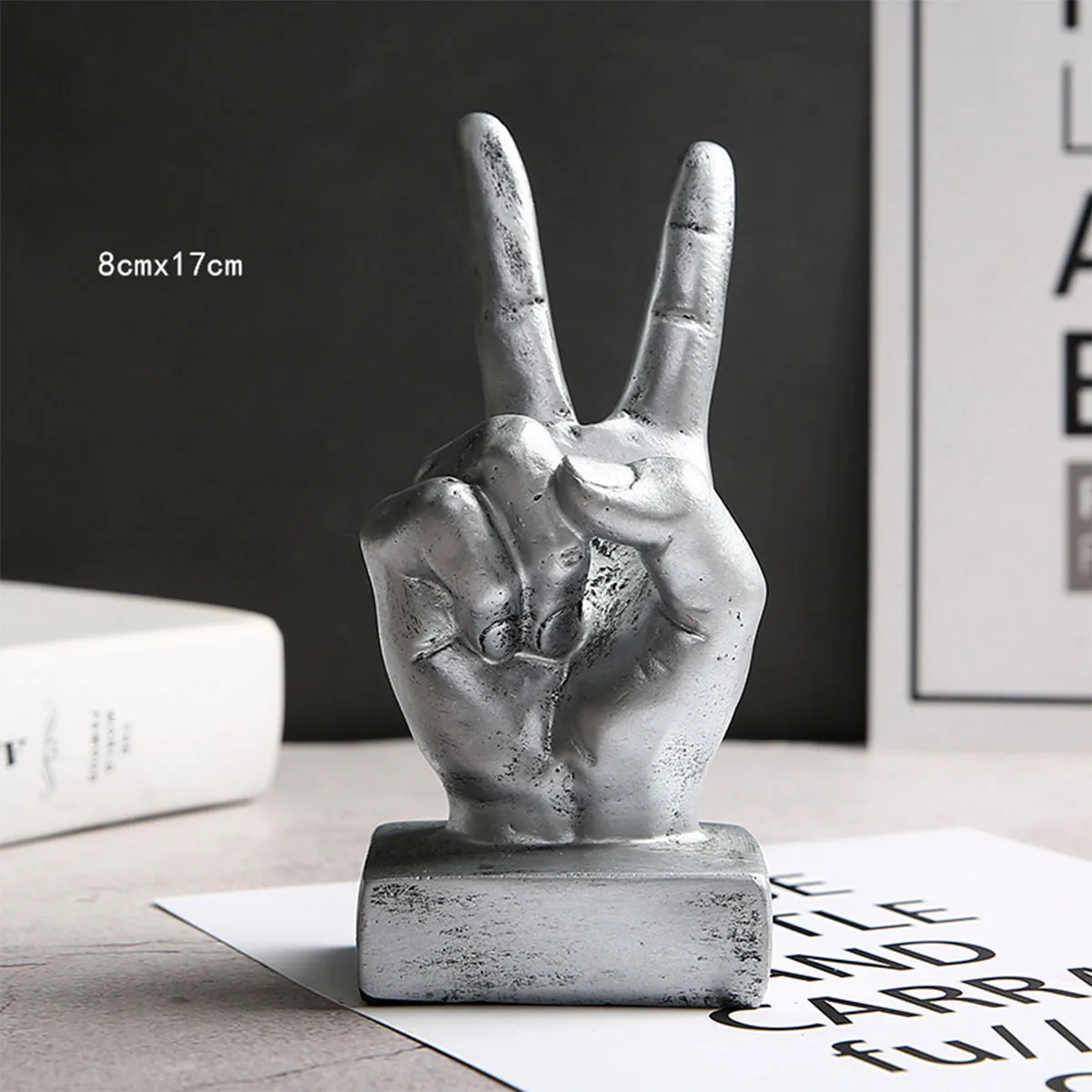 

Hand Gesture Statues Modern Art Figurine Sculpture Shelf Home Decor Living Room Bedroom Bookshelf Office Desktop Coffee Table