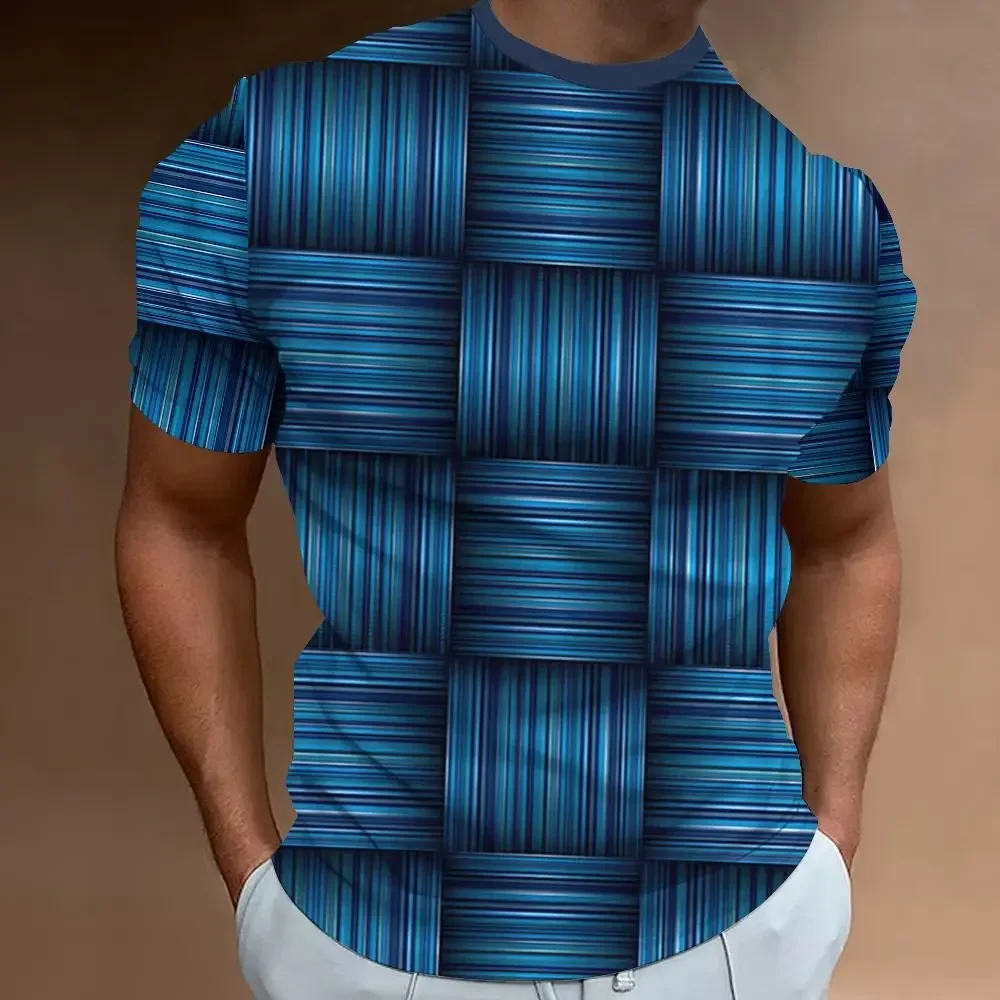 T-shirt da uomo a maniche corte con motivo geometrico a maniche corte da uomo in stile semplice con stampa 3d