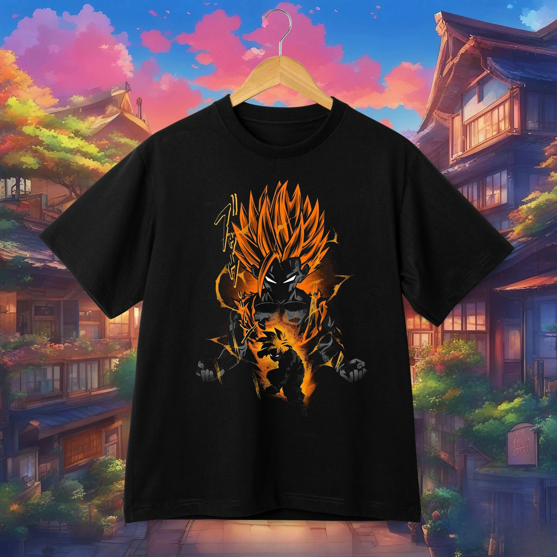 Camiseta Dragon Ball Gohan Super Saiyan 2 Streetwear con Gráfico de Aura Naranja, Camiseta Informal para Hombre para Fans de DBZ