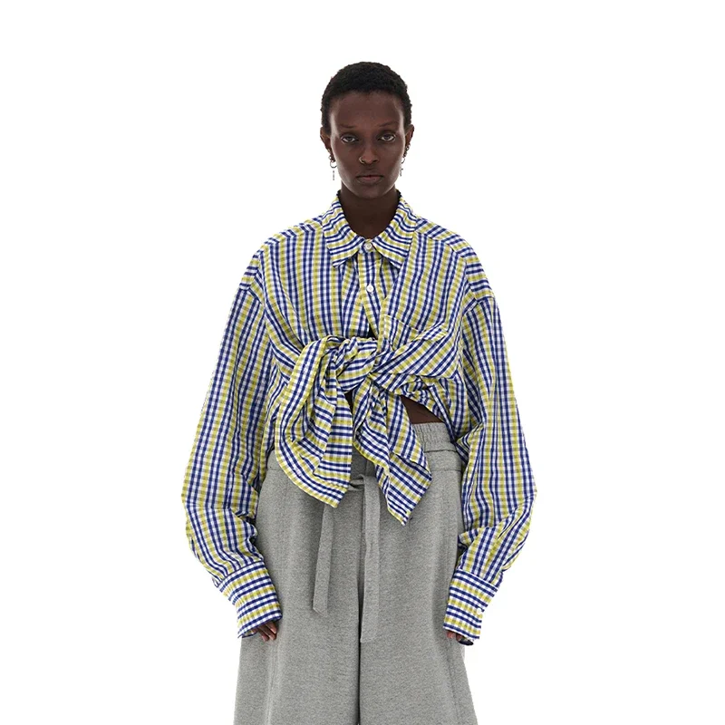 

Spring Oversized Colorful Plaid Shirt Men Long Sleeve Designer American Vintage Clothes High Quality Shirts for Men