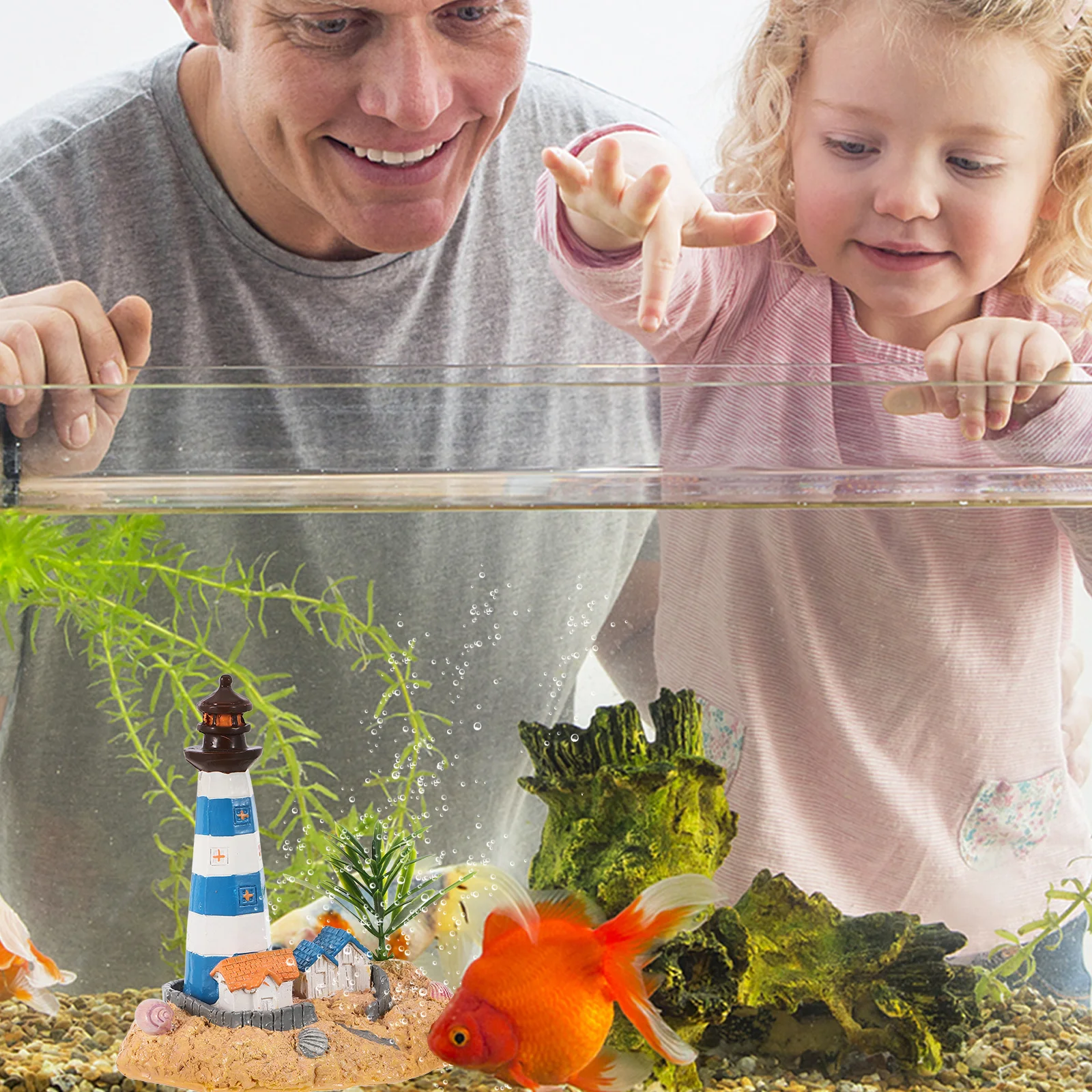 

Lifelike Resin Mini Lighthouse Aquarium Decor Tank Castle Decoration Fish Hideout Ocean Sea Beach Party Nautical Ornament Betta