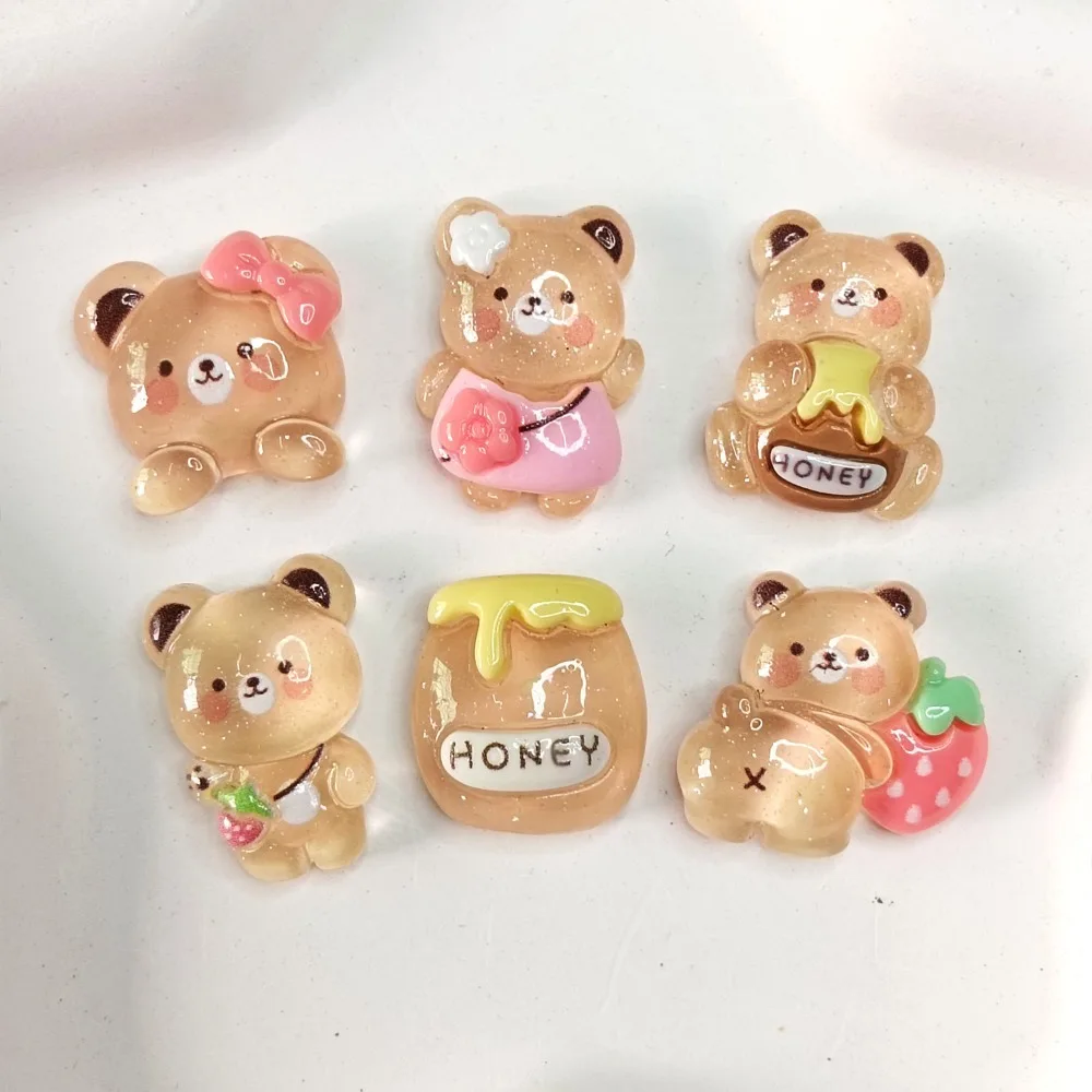 Honey Pot Bear Pattern Decor Shoe Charms Cute DIY Shoe Attachment Resin Portable Phone Case Decoration Slipper Accessories