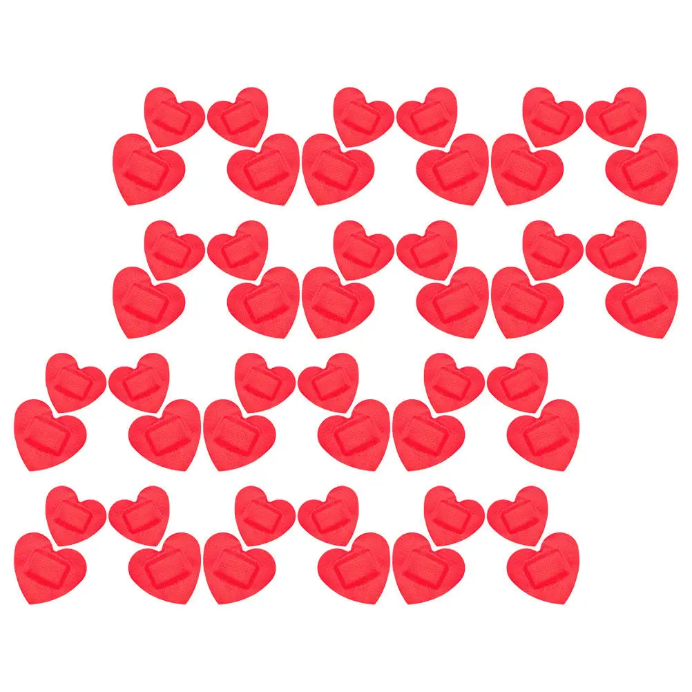 

50Pcs Waterproof Heart Shaped Adhesive Bandages Flexible Fabric Breathable Patches for Outdoor First Aid Emergency Wound Care