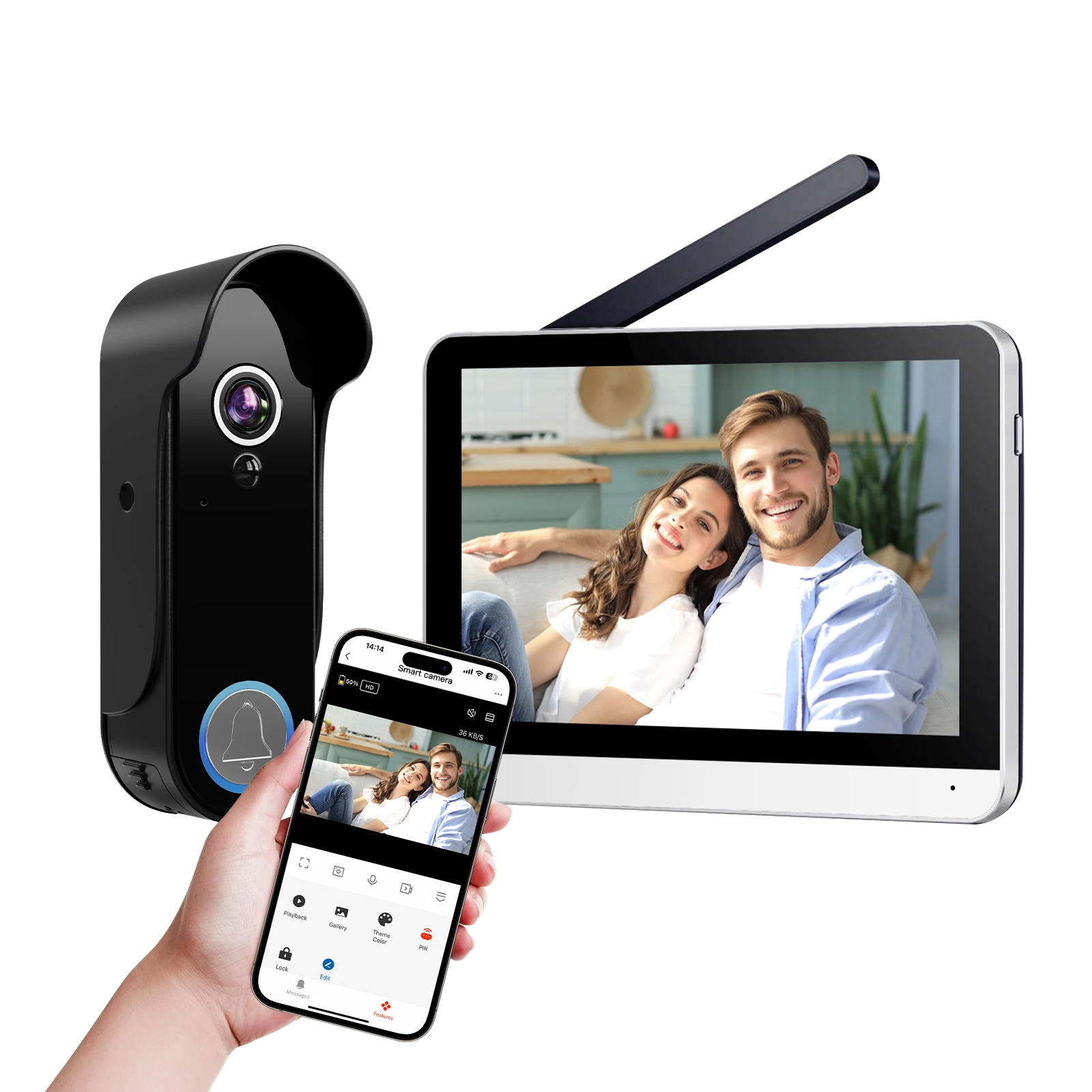 Smart Waterproof Wireless Wifi Video Doorbell Smart Video Door Phone With Touch Screen System Color Camera Duplex Intercom