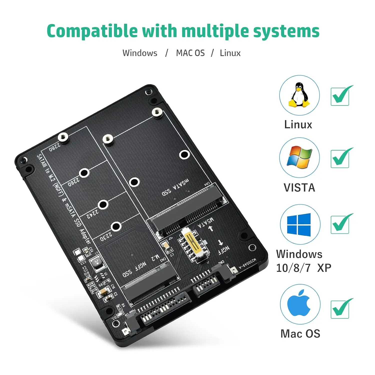 M.2 Converting Solid-state SSD to Sata3 External Hard Disk Box Ngff Msata to Serial Port Conversion Card Dual-use