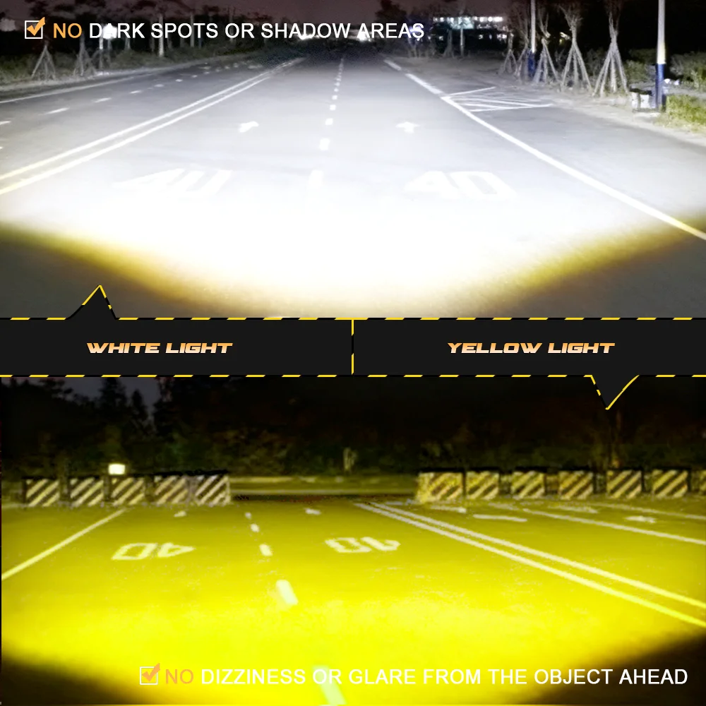 50W Motorcycle Auxiliary 2.5Inch LED Headlight Mini Driving Fog Light Dual Color Spotlights Motorbike Truck Trailer off-road 12V