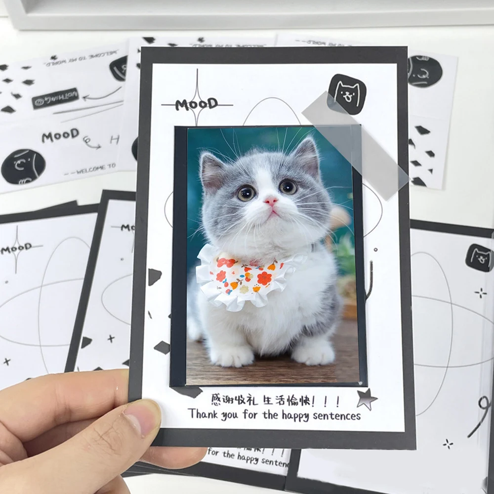 10pcs Letter Card Header Separate Packaging Bag Card Display Sealing Sticker Packaging Set Photo Protector Simple INS