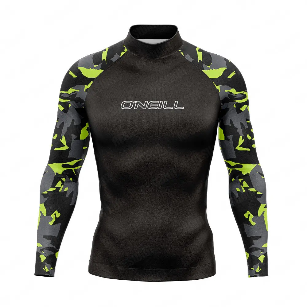 New Men's Rash Guards Swimsuit Long Sleeve Surf Swimming T-shirt Beach UV Protection Swimwear Lycra Skin Surfing Diving Clothing