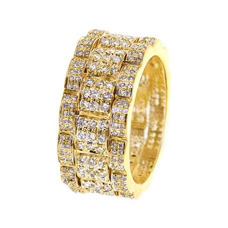 

Huitan Opulent Rings with Sparkling Cubic Zirconia Noble Gold Color Finger Accessories for Women Bright Jewelry for Engagement