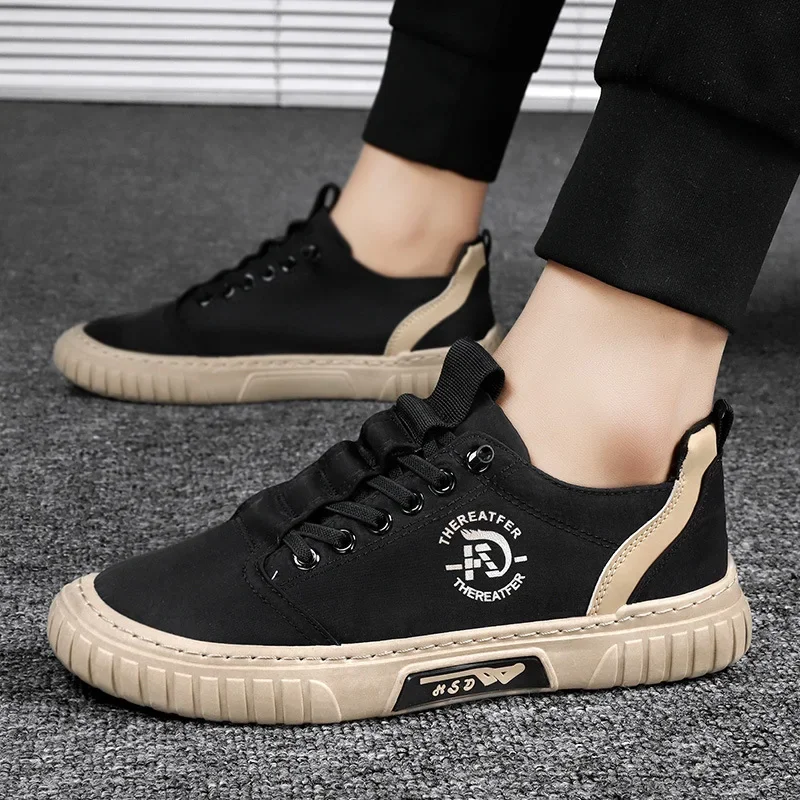 2024 Men Breathable Cloth Shoes Comfortable Casual Solid Color Versatile Fashion Males Sneakers Outdoor Concise Elastic Flats