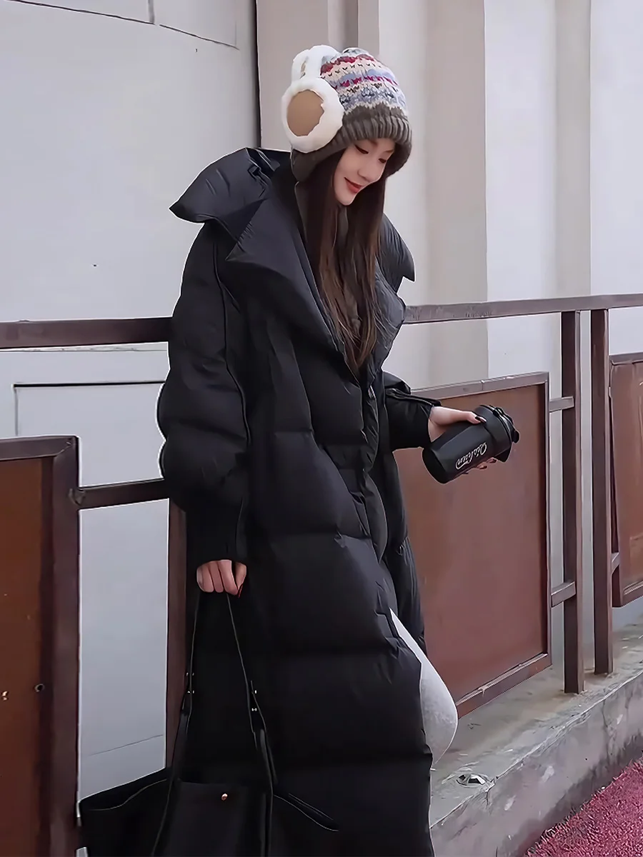 

2025 Winter New Faionable Versatile Thiened Fce Lined White Du down Puffer Jaet Women's Trendy Commute Sle Coat