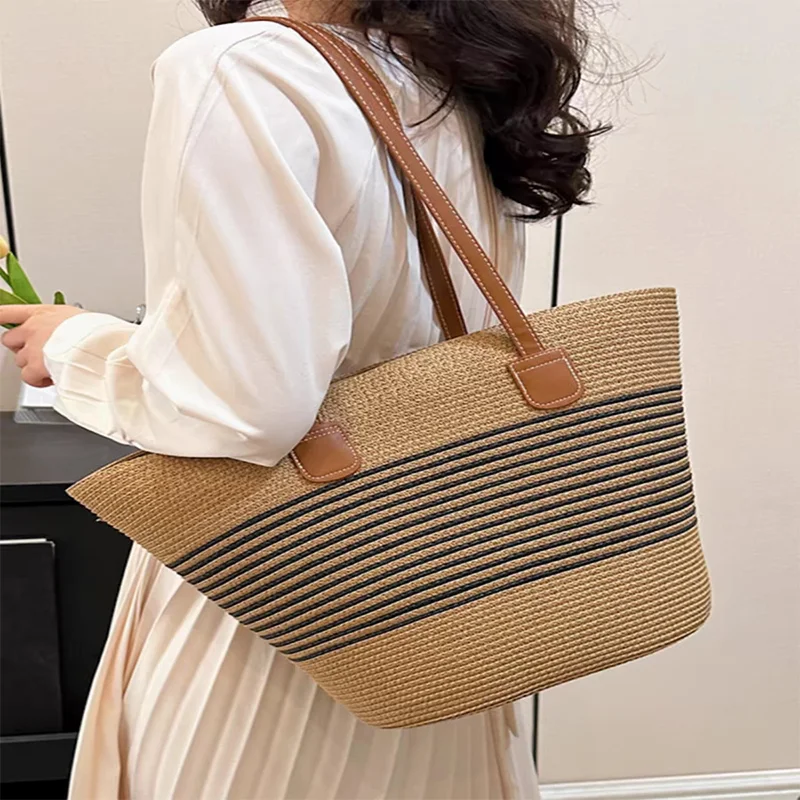 

Straw woven bags for women in summer handbags on the beach tote bags large capacity woven shoulder bags rattan straw woven