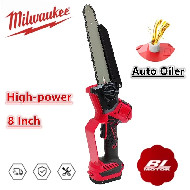 Milwaukee 8 Inch High-power Chainsaw Auto Oiler Brushless Electric Chain Saw Pruning Wood Cutting Power Tools For 18V Battery