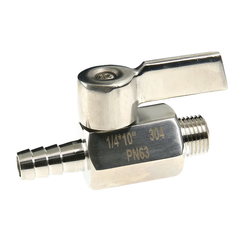 

8 мм, 10 мм, 12 мм, наружный диаметр шланга до 1/8 дюйма, 1/4 дюйма, 3/8 дюйма, 1/2 дюйма, резьба BSP, мини-шаровой кран из нержавеющей стали 304, запорный клапан с ручкой