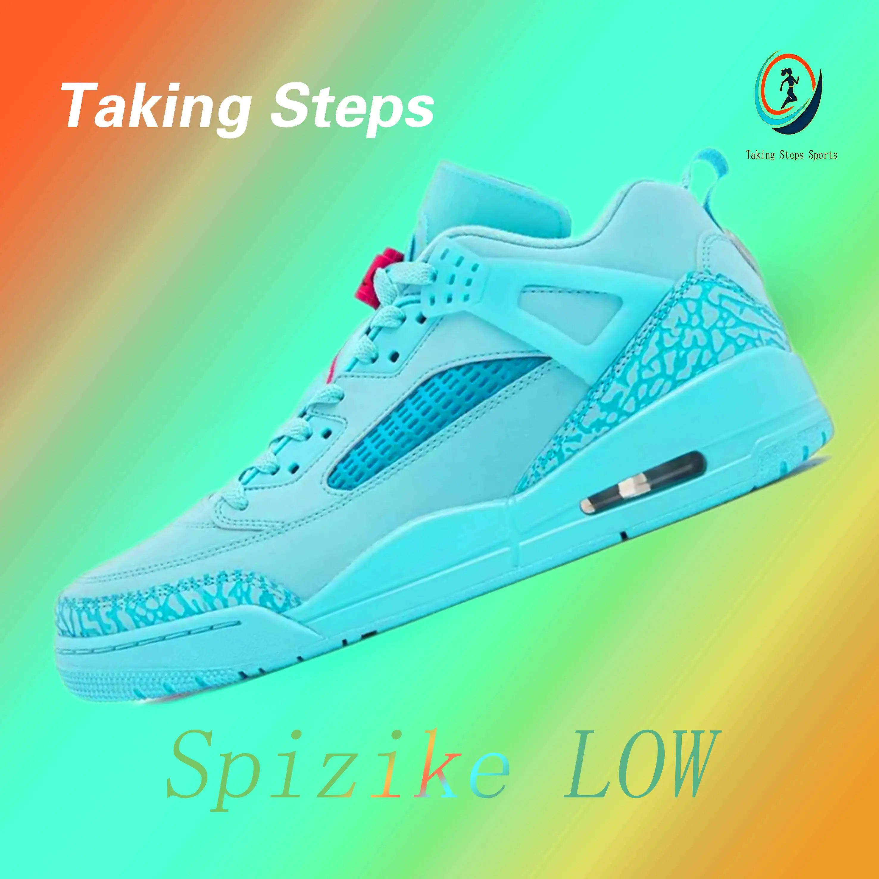 حذاء Jordan Spizike LOW مريح مائة مقاوم للاهتراء منخفض أعلى ريترو باللون الأزرق