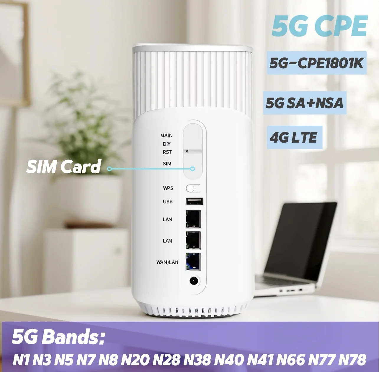 

AX1800 5G Wi-Fi6 SIM Card Router Enterprise Class High Speed Dual-Band Wi-Fi Router for Business Router for SIM card 5G&4G