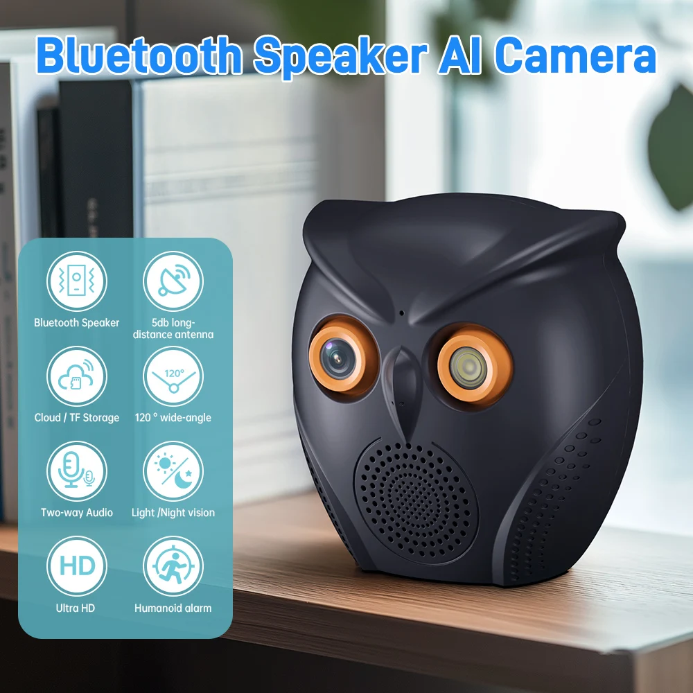 ICSee Smart 5MP Video Surveillanc Camera WiFi CCTV Indoor Bluetooth Speaker Wireless Camera Home Baby Monitor Human Detection