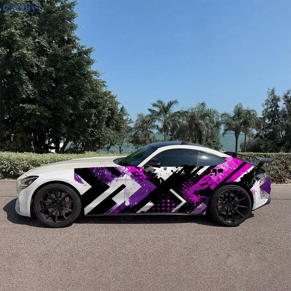 2pcs Diagonal Lines Cross Splatter Car Side Wraps, Self-Adhesive PVC Waterproof & Scratch-Resistant Stickers, Car Accessory Gift
