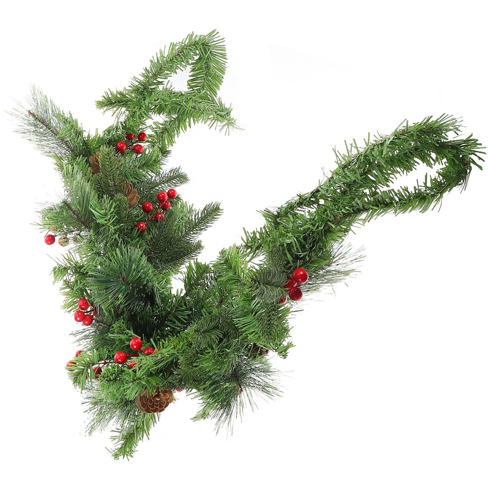 Luminous Leaf Wreath Christmas Garland LED Illuminated Mailbox Decor Artificial Pinecones Festive Glow Natural Aesthetic Holiday