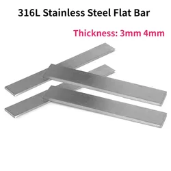 1Pc Length 100/200/300/500mm 316L Stainless Steel Flat Bar Flat Plate Sheet Thickness 3mm 4mm Width 10/15/20/25/30/40/50/60mm