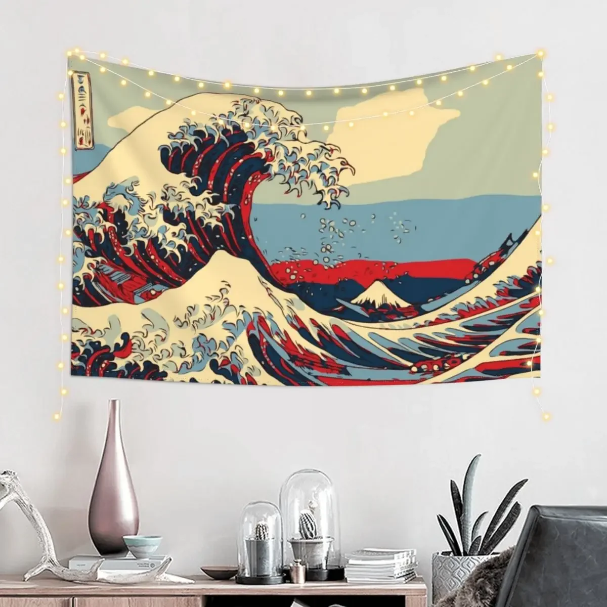 The big wave of Kanagawa revisited [pop art edition] Tapestry Aesthetic Room Decoration Cute Room Decor Tapestry