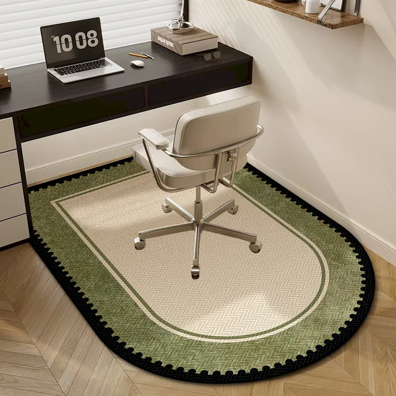 VIKAMA Green Minimalist Half Round Gaming Chair Carpet Lines Anti slip Noise Reduction Chair Cushion Home Decoration