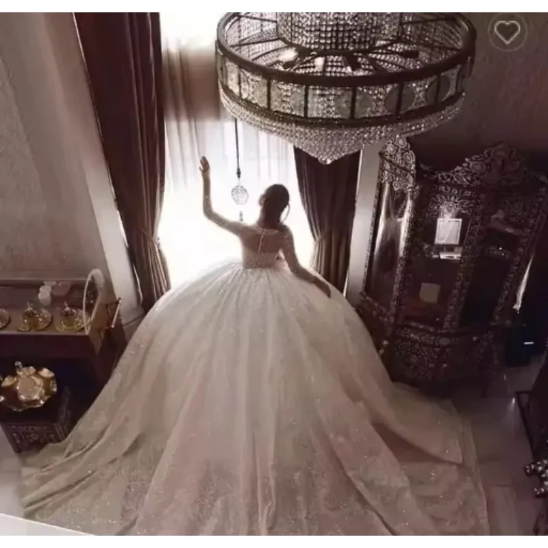 Customized Ball Gown New Fashion High Quality Custom Party Girl All Bead Made Bride Bridal Wedding Dress 2024