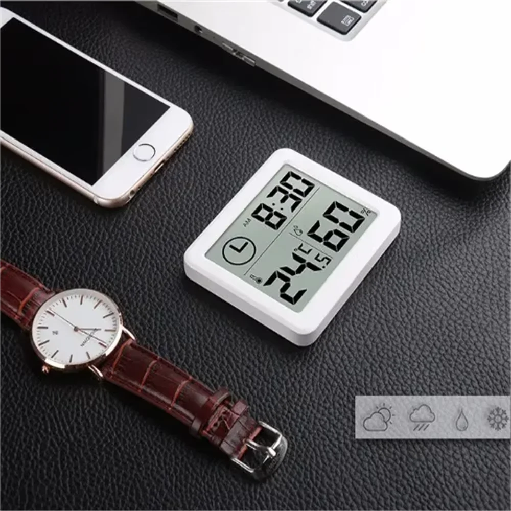 Multifunction ElectronicTemperature   Large LCD Screen Humidity Table Clock  Automatic Monitoring Desk Clock image 5