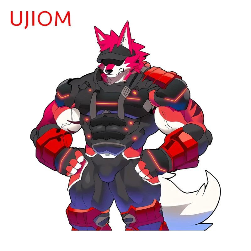 UJIOM Muscle Furry Red Wolf Man Wall Stickers Cool Handsome Anime Art Helmet Decals High Quality Waterproof Sofa Wall Room Decor