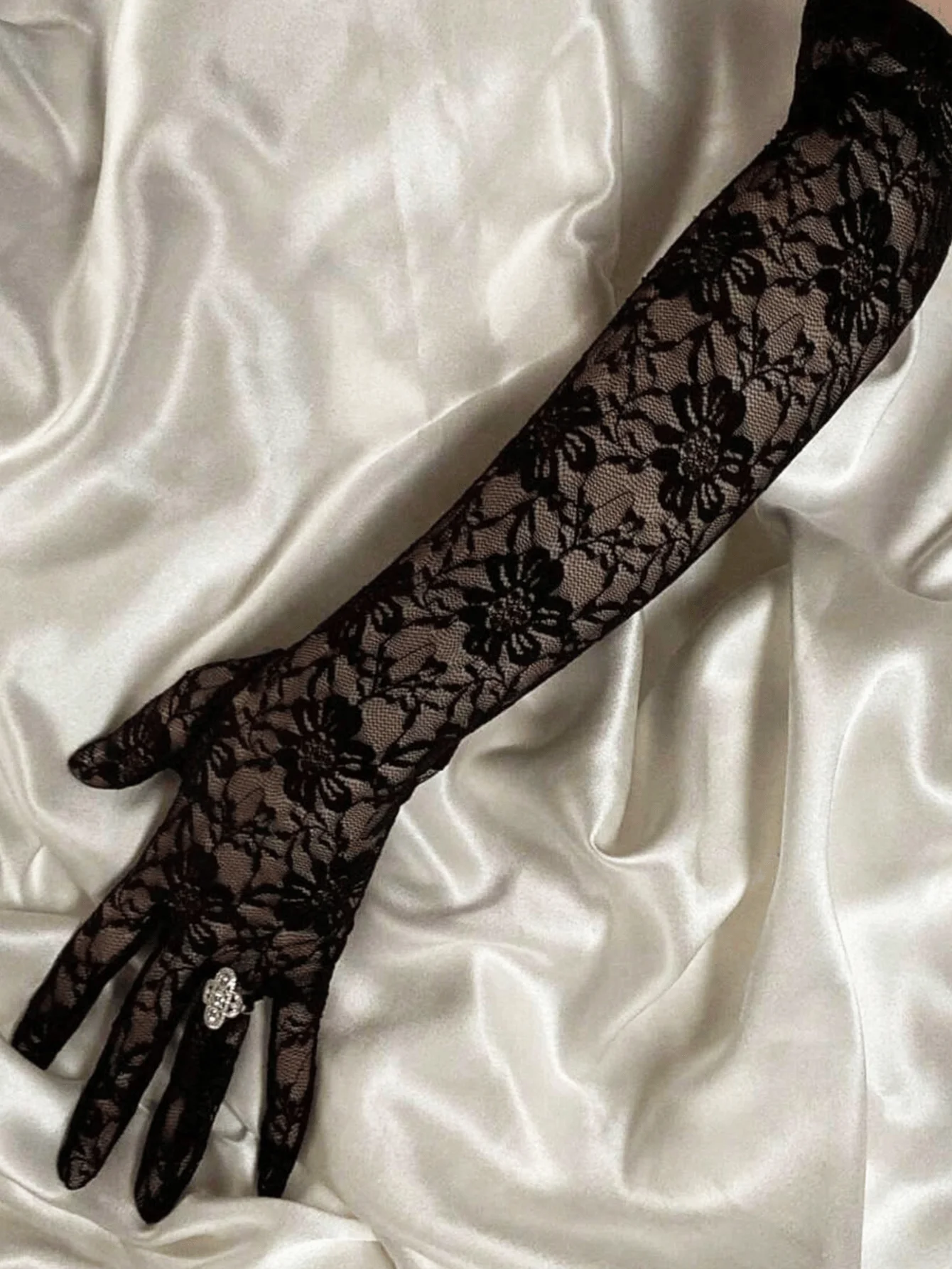 1Pair Black Lace Fl…
