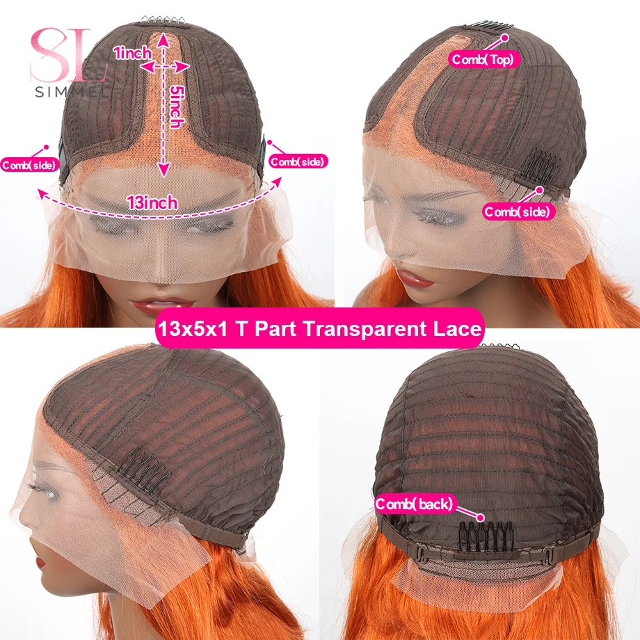 Ginger Orange Body Wave Bob Wig Lace Front Human Hair Wigs For Black Women Human Hair Orange Ginger Color Body Short Bob Wig