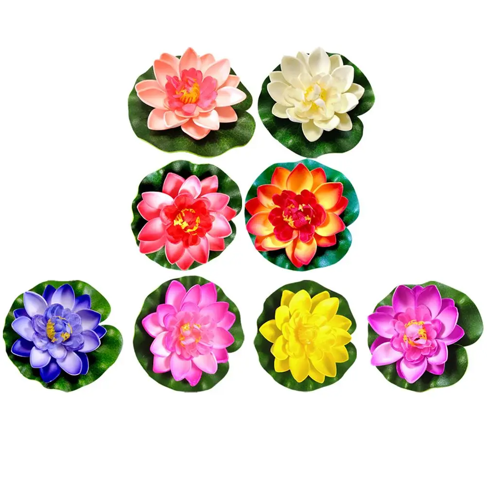 

8 Pcs Artificial Floating Flowers for Pool Garden Decor Lily Pad Fake Pond Wedding Ornaments Decorative Props The