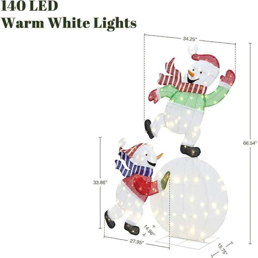 LuxenHome 5.5FT مضاءة ثلج في الهواء الطلق زينة عيد الميلاد 2D تضيء ثلج على كرة الثلج زينة عيد الميلاد مع 140 LED ضوء #2