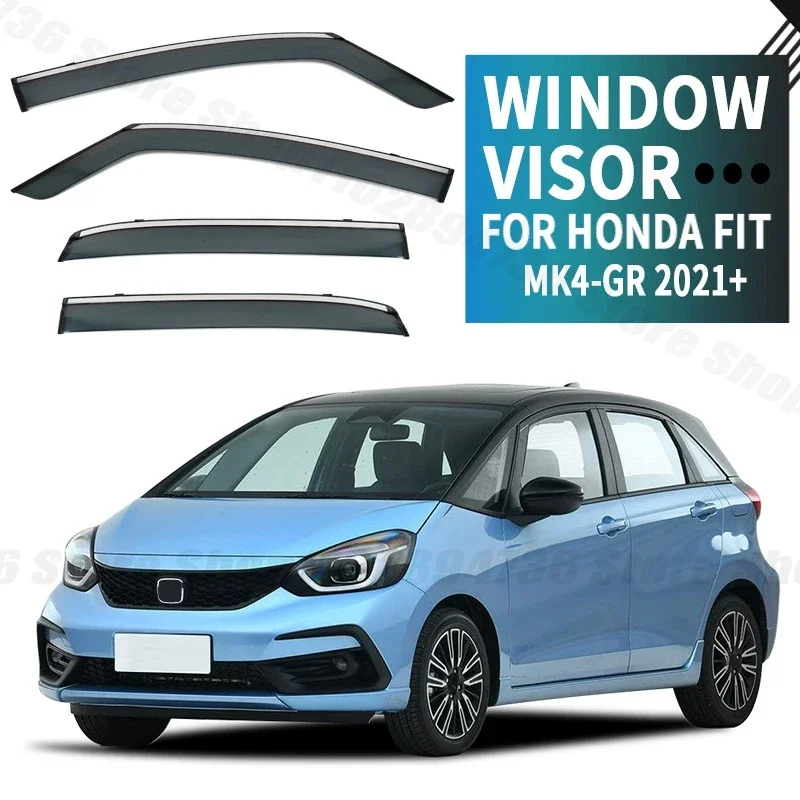 Window Visors For Honda Fit Hatchback MK4-GR 2021+Side Window Rain Guard Wind Deflector Weathershield Vent Visor for Car Windows