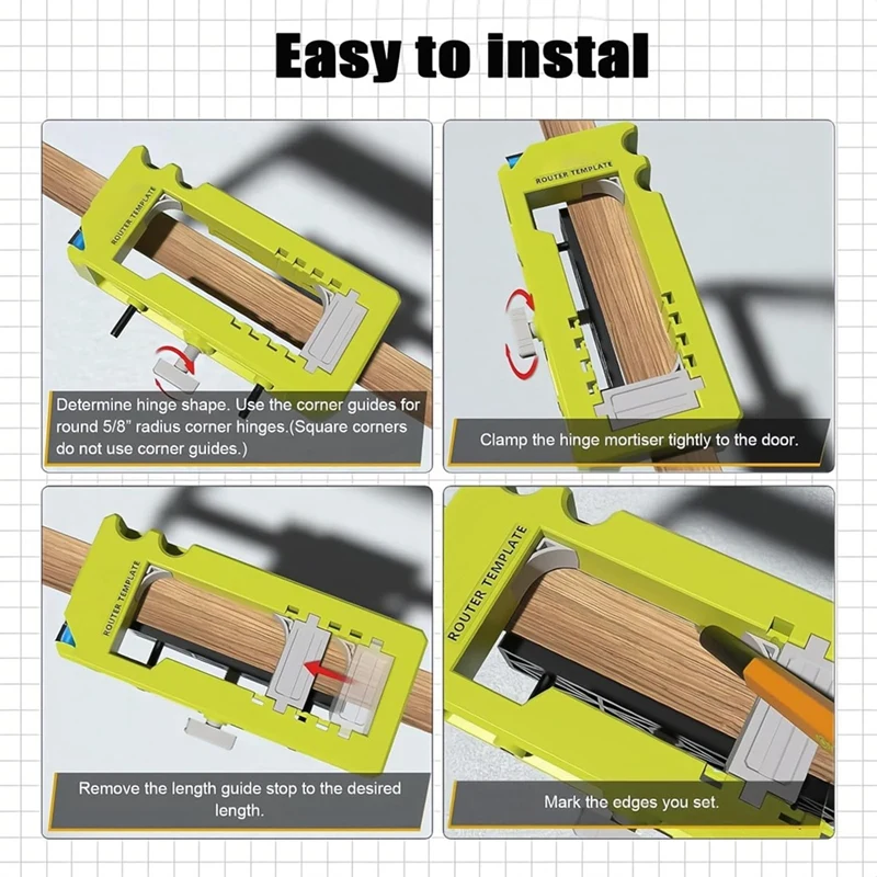 Modello per router cerniera porta per lunghezza da 3" a 5" e spessore 1/4" Or7/8" Solo Fordoors