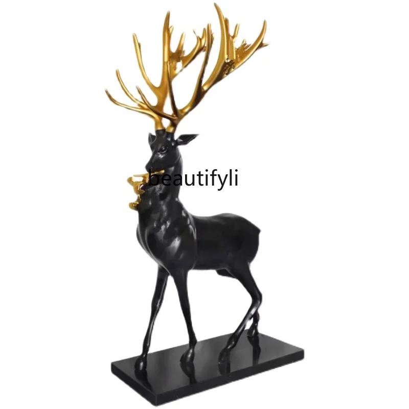 

Sales Office Villa Floor Sculpture Indoor Fortune Fiberglass Deer Large Modern Ornaments