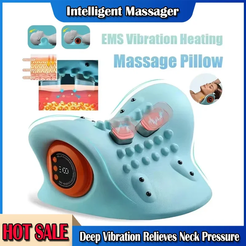 Electric Cervical Massager Neck Stretcher Chiropractic Traction Head Acupoint Massage Pillow Shouder Body Massager