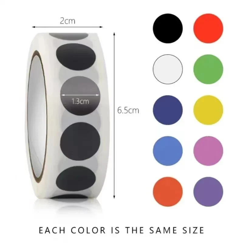 

1000pcs Round Color-Code Dot Stickers Removable 1.3cm Chroma Label for Inventory Organize,File Classification Stationery Sticker