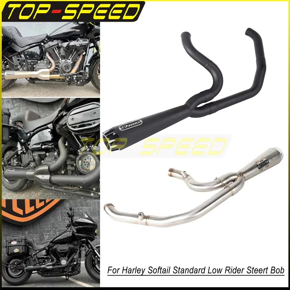 

For Harley Softail Low Rider FXLR FXLRS FXLRST FXRST Street Bob FXBBS FXBB Motorcycle 2-in-1 Silencer Exhaust Pipe Muffler Tube